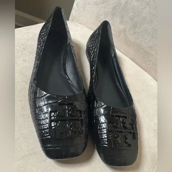 Tory Burch Black Croc Ballet Flat - Picture 4 of 5